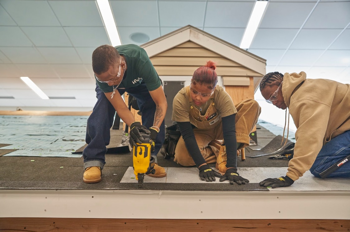 Women in roofing training