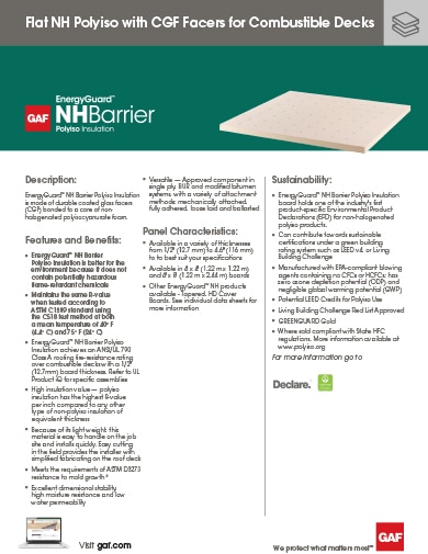 EnergyGuard™ NH Barrier Polyiso Insulation Data Sheet