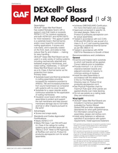 DEXcell® Glass Mat Roof Board - COMGN389