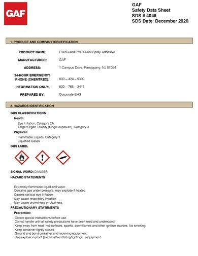 EverGuard® PVC Quick‑Spray Adhesive SDS - 4046