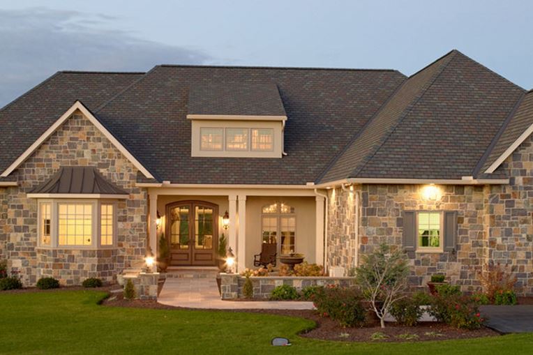 Lighted home with a GAF roof