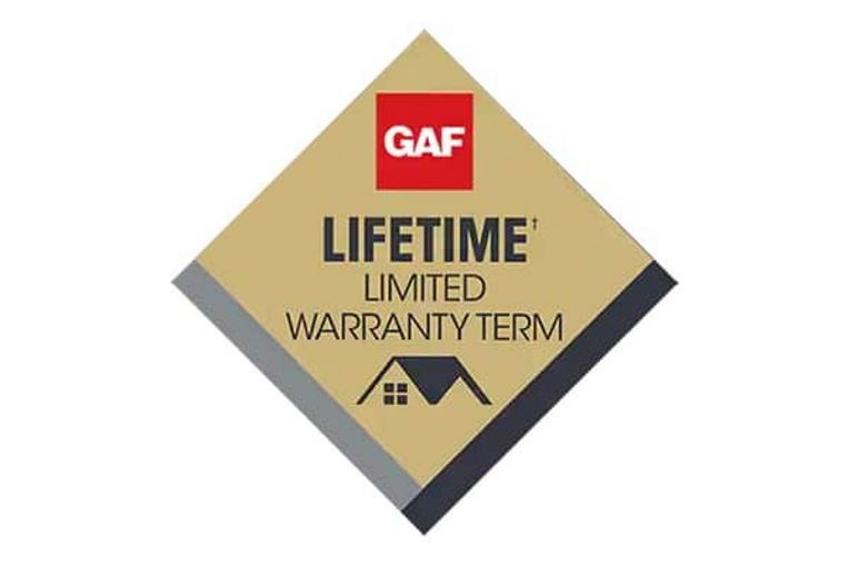 GAF’s Lifetime limited warranty badge for qualified products.