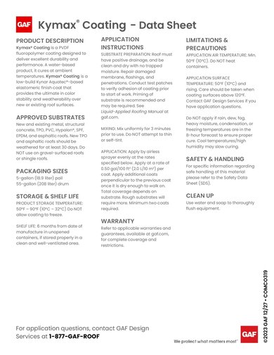 GAF Kymax Coating Data Sheet COMCO319