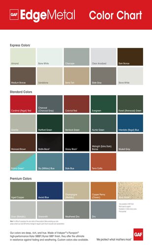 GAF EdgeMetal Color Chart