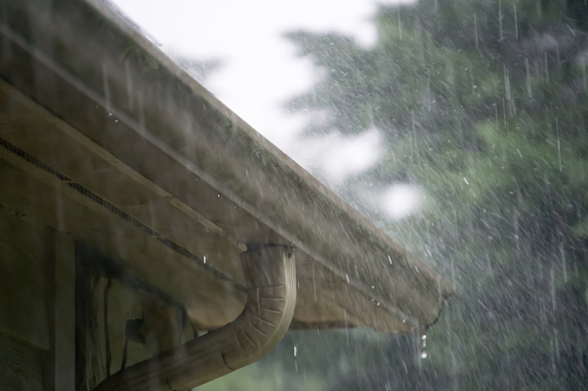 Heavy rain on roof