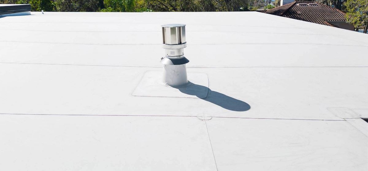 TPO vent boot by GAF on flat roof home