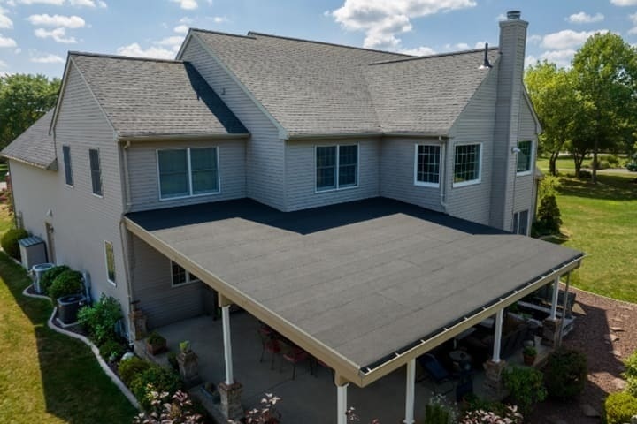 Finished flat residential roof with GAF LIBERTY system. 