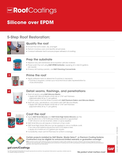 Silicone over EPDM Restoration 5-Step Info-Sheet - COMCO619