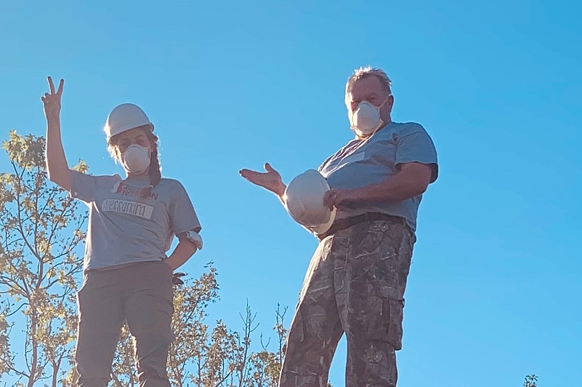 GAF contractors and Team Rubicon Greyshirt volunteers in action