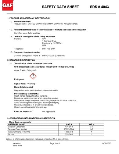 GAF Kymax Coating SDS - 4043