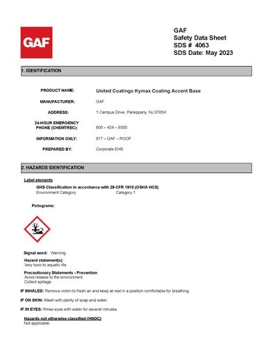 GAF Kymax Coating SDS - 4063