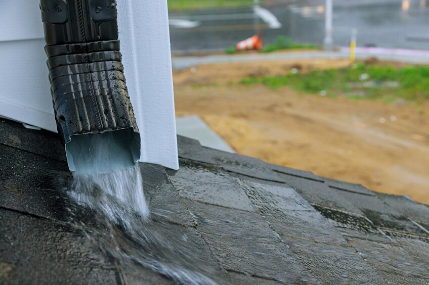 Homeowner using a bowl to catch dripping water from a roof leak.