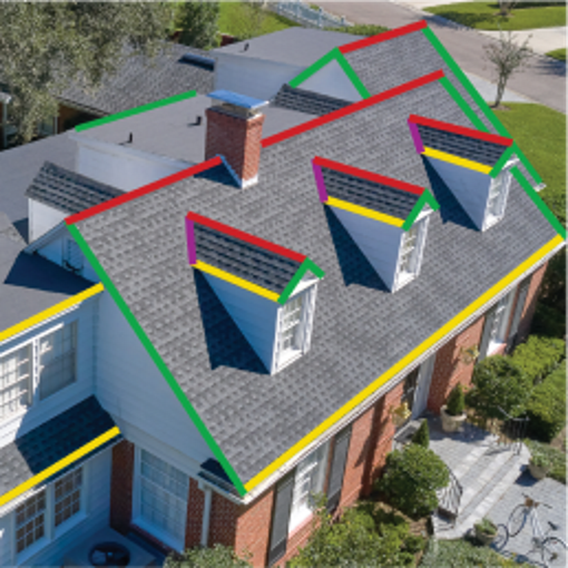 Aerial roof measurements on top of residential home