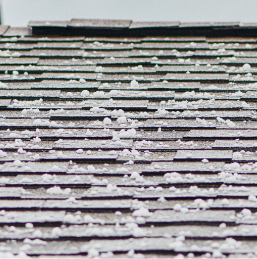 Hail on roof shingles