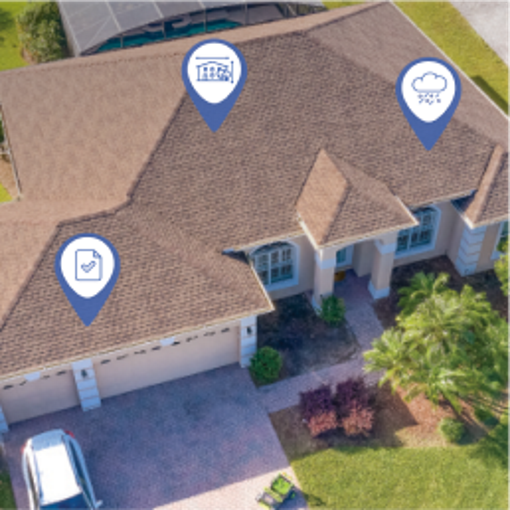 Roof condition icons on top of residential roof